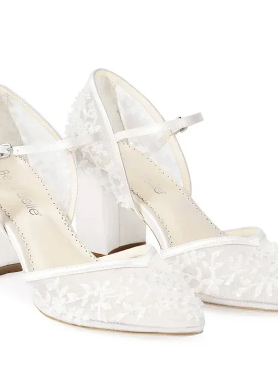 Bella Belle "Carla" - Floral Beaded Lace D’Orsay Block Heels (Size 9) - Picture 2 of 12